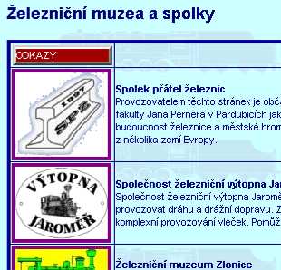 Po kliknut� na odkaz �elezni�n� muzea a spolky:
